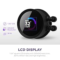 Vista 130 de NZXT Kraken 280 RGB - Enfriador líquido de CPU AIO RL-KR280-W1-11.024 in - Pantalla LCD cuadrada personalizable de 1.54 pulgadas para imágenes
