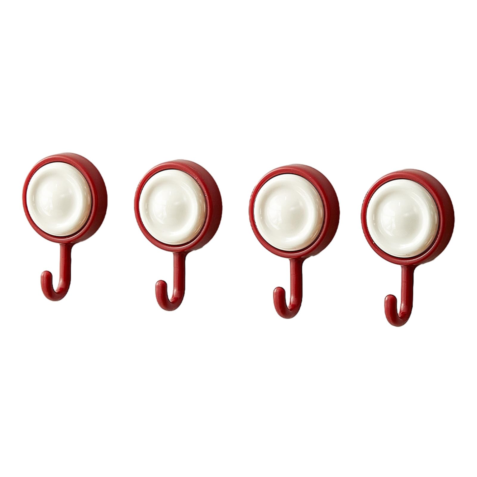 Virelynx Red 4Pcs Sticky Hook – 360° Rotation Design Strong Adhesive, Stable Base Wall Hook For Towels Clothes Kitchen Utensils
