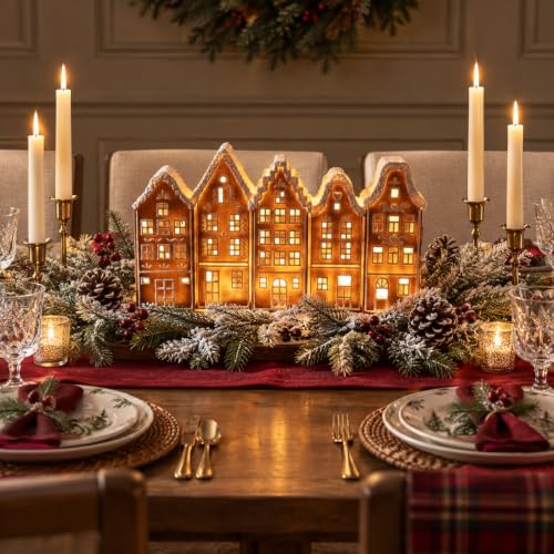 Gleemoria Lighted Gingerbread House, Christmas Village Decor - image 3