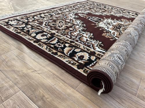 Image of TTC THREAD & TEXTURE CARPET Traditional Comfort: Power-Loomed Carpets for Living Room- Every Space Area Rug Color Brown Size 4x5.5 Feet (110x173cm)