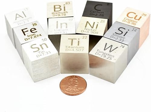Miniatura 10 de Cubo de elementos pulidos, cubos de densidad de metal sólido con caja acrílica para la colección de elementos educativos (0.39 pulgadas, gadolinio)