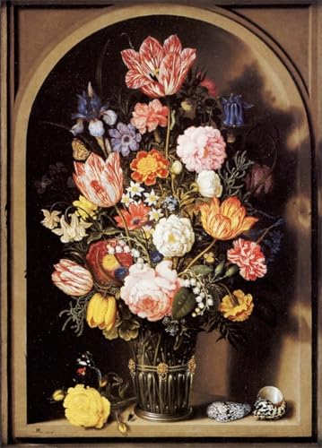 Toile murale abstraite et vase de fleurs Ambrosius Bosschaert pour décoration de grand salon