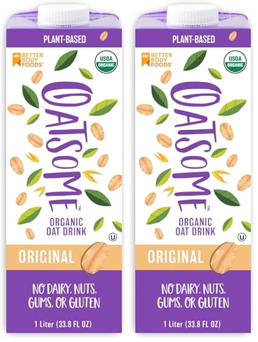 Oatsome Organic Oat Milk, 1-Liter Carton, Regular, 33.8 Fl Oz (Pack of 2)