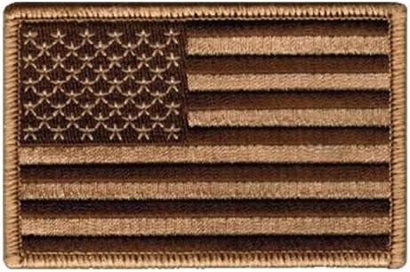 Tactical USA Flag Patch - Desert Tan 2"x3" Hook and Loop backing