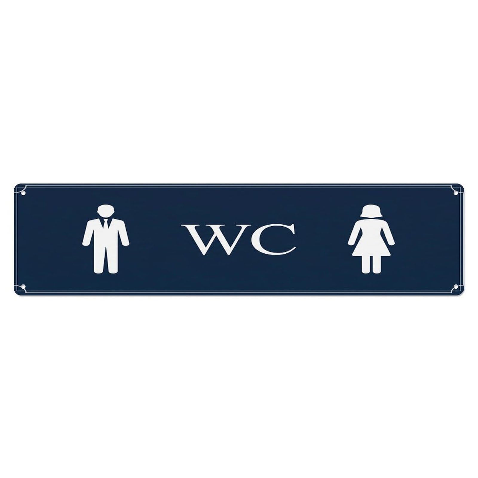 Classic Elegant Office Lavatory Toilet(WC) Door Metal Tin Sign Plaque Wall Decor for Cafe, Club Bar, Office, Home Garden Metal Poster 4x16Inch