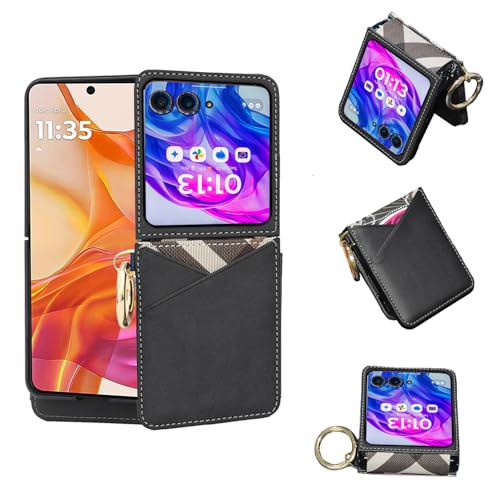Moto Razr 50 Ultra 5G étui portefeuille anneau bandoulière et fente pour cartes