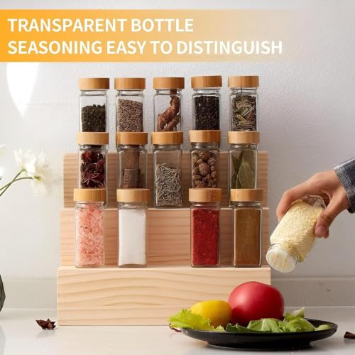Image of Ash & Roh Salt & Pepper Glass Jar Spice Holder Dispensers Oregano and Chilly Flakes Dispenser Shaker Masala jar Spice Container Square (120 ML Each Bottle) (8)
