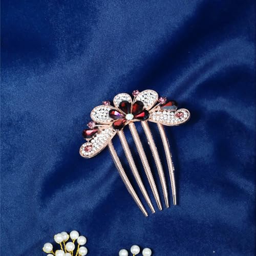 Image of BellaStella Premium Rhinestone Flower Hair Comb Hairpin Hair Dressing For Wedding Prom (Pack of 5) (Purple-1)