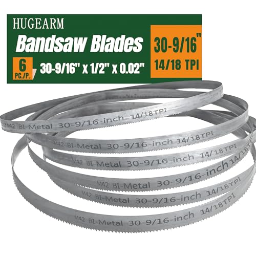 6 Pcs 30-9/16 Inch Bandsaw Blades for Milwaukee M12 Fuel Bandsaw 30-9/16 x 1/2 x 0.02 Bi-Metal M42 14/18 TPI Portable Band Saw Blades
