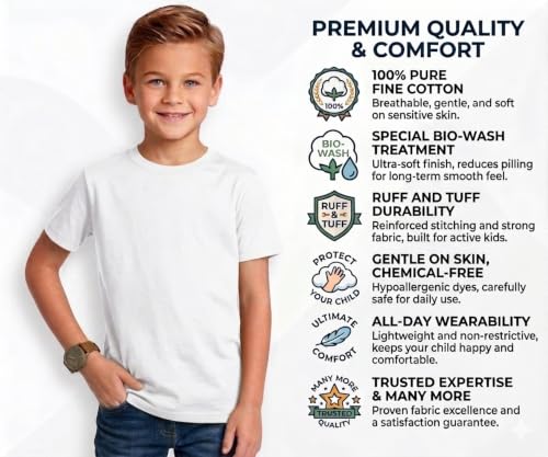 Image of Double F Branded Cotton Bio wash Round Neck Half Sleeve Solid T-Shirt for Boys and Baby