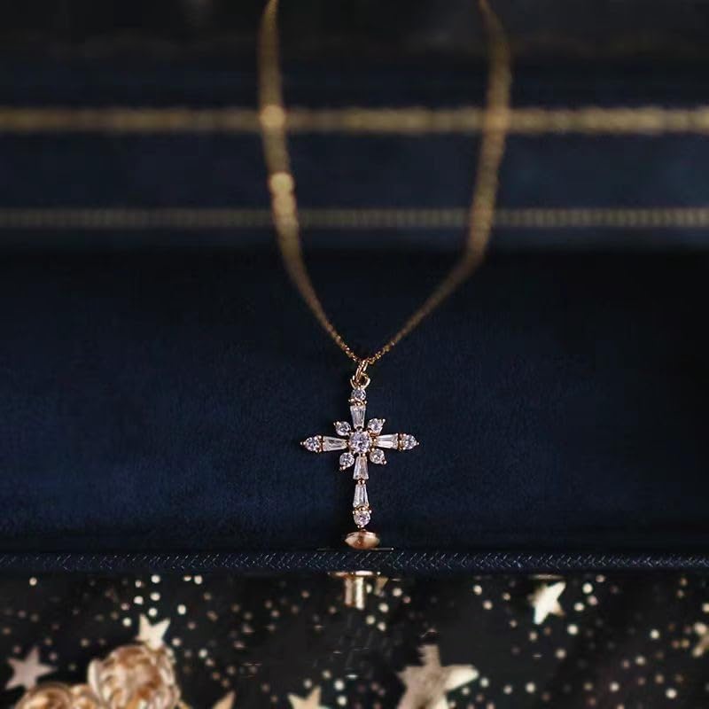 ZLP Cross Necklace for Women - 14K Gold Plated Cubic Zirconia Cross Pendant Necklace Cross Faith Pendant Necklaces Baptism Gifts for Women christian gifts for women - Image 2