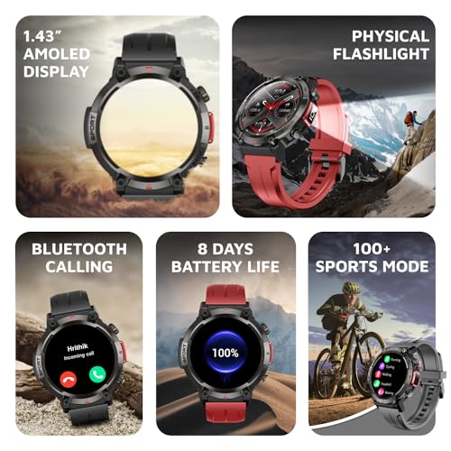 Image of Cult Ranger XR1-1.43 inch AMOLED Display,Outdoor Rugged Smartwatch for Men, Bluetooth Calling, 8 Days Battery, Continous Heart Rate,100+ Sports Mode, Live Cricket Score, Built-in Flashlight, Free Strap