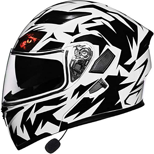 Yaad Motorcycle Flip Up Helmet Integrated Bluetooth Modular Flip Up Dual Visors Full Face Helmets,Built-in Radio Integrated Intercom Communication System,DOT/ECE Approved,C,M