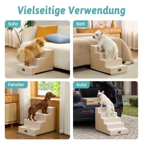 COZY KISS Hundetreppe für Kleine Hunde, 5 Stufen Breiter Haustiertreppe