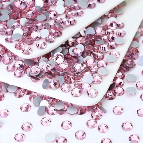 Image of 1440PCS SS10 Crystal Glass Flatback Rhinestones, Round Flat Back Crystal Gems for Nail Art and Craft Clothes, Glue Fix Diamond Stones Light Pink (2.7-2.8mm)