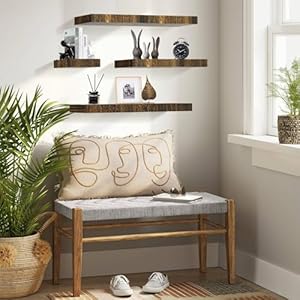 Floating Shelves for Wall Set of 6 Rustic Picture Ledge with Invisible Bracket Multi Size Combinations Wall Shelf for Display Books Kitchen Bedroom Living Room Decor Brown 4 6 8 10 16 Inch