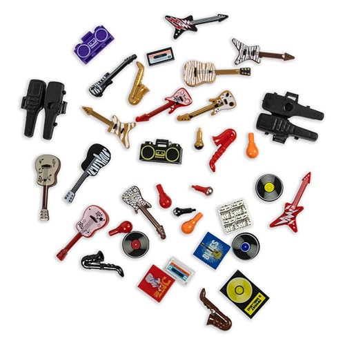 Brick Loot - Paquete de Instrumentos Musicales de Juguete para Bloques de construcción, 38 Piezas, para...