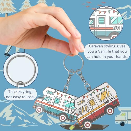 Image of Camper Keychain Happy RV Keyring RV Keychain Couples Keychain Set Gifts for Men Women Camping Accessories 2 Pack
