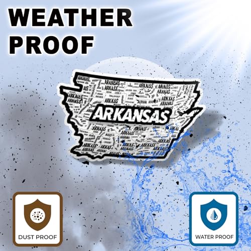 Image of Arkansas State Sticker - USA States Vinyl Decal 5 Inch, Waterproof Arkansas Map Sticker for Car Bumper, Laptop, Truck, Wall