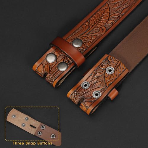 Image of SANSTHS 2 Pack Western Belts for Men without Buckle, Cowboy Belt for Buckle Western Leather Belt Straps for Jeans