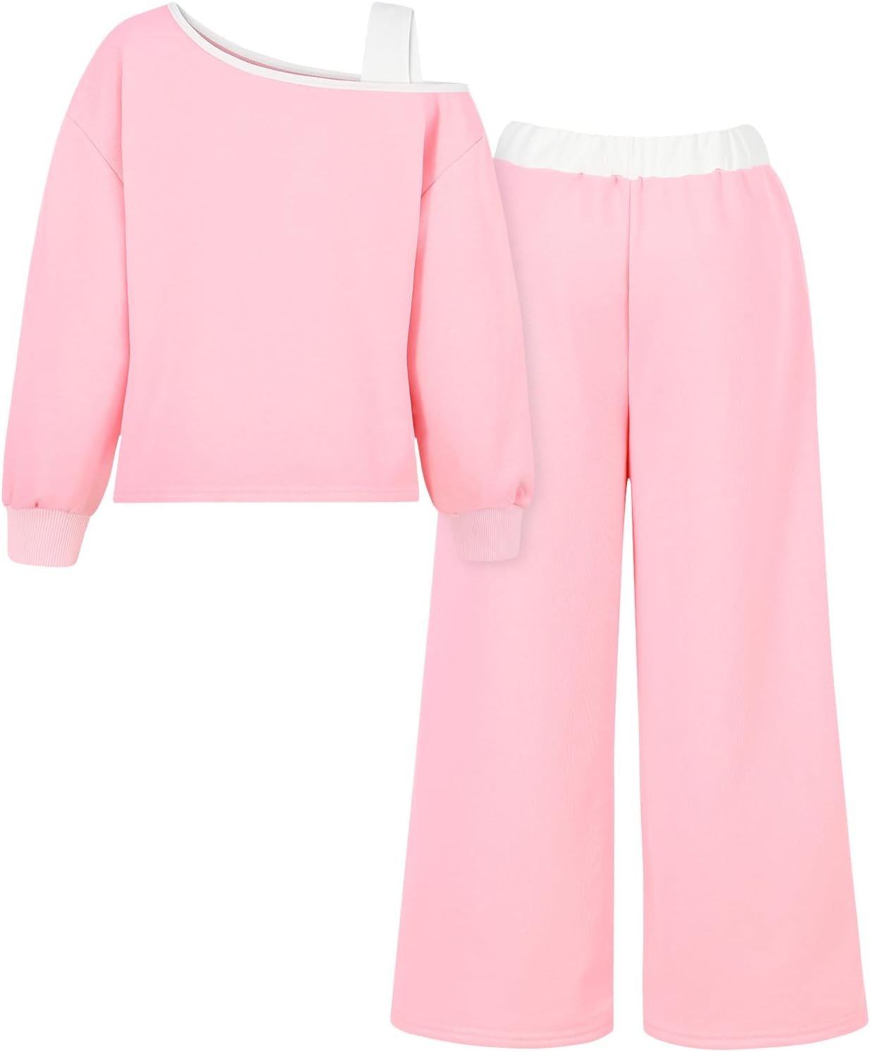 Girls Sweatsuit Off Shoulder Sweatshirt Pants