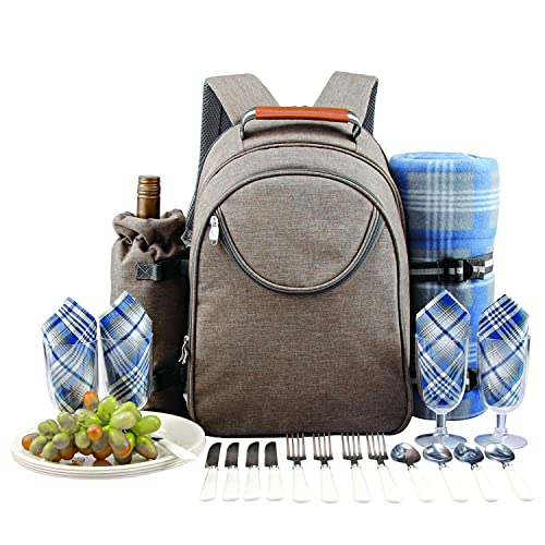 GEEZY 4 Person Family Picnic Cool Bag Backpack Hamper Wine Cooler Bottle Holder Carrier (4 Person...