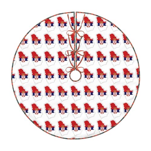 Falda de árbol de Navidad con estampado de mapa de la bandera de Serbia, divertidas decoraciones navideñas de granja, adecuada para Navidad, Halloween, Año Nuevo, decoraciones de fiesta