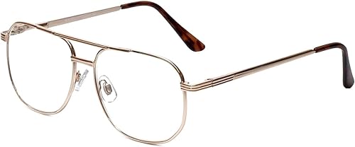 Calabria 1106 Metal Pilot - Lentes de lectura + 1.25 dorado para hombre y mujer, diseño moderno para lectores de computadora, elegantes y duraderos