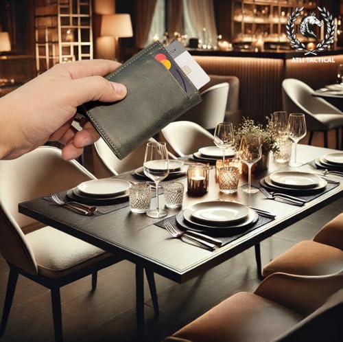 Leather Pop Up Wallet for Men - Smart Wallet for Men - Slim Wallet for Men - Pop Up Metal Case - RFID Blocking Credit Card Wallet - Card Holder Wallet & Cash Slot - Holds Up to 6+4 Cards - ID Window4