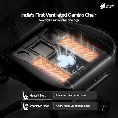 Image of Green Soul Monster Pro | Gaming & Office Chair | Ventilated Seats, Massager & ErgoCurve Legrest | Memory Foam Magnetic Neck & Lumbar Pillow | 5D Adjustable Armrests | Silent Wheels (Full Black)