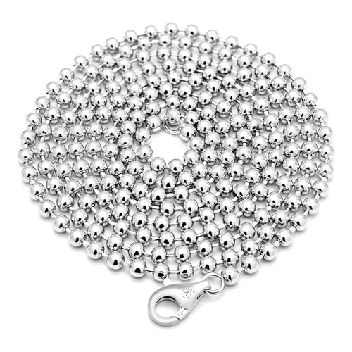 VENICEBEE® Sterling Silver Solid 925 Chain Necklaces Ball Dog-Tag Military Medical ID Necklace Box Chains 24