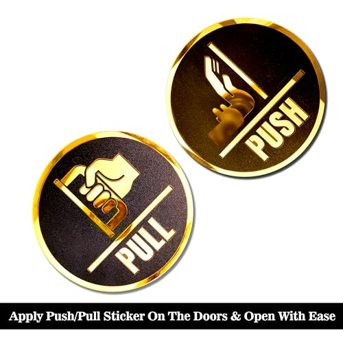 Image of Rousrie Push and Pull Stickers for Glass Doors (Size: 6 Inch) for Office, Stores, Cafe, Hotel, Restaurant, Business & Shop, Self-Adhesive, Acrylic Signage (Design 1)