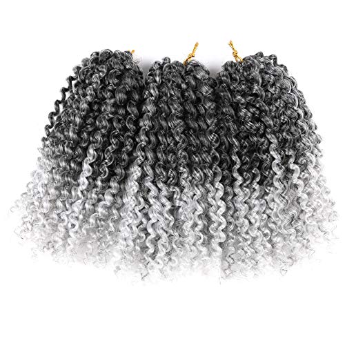 Yisimei Marlybob Crochet Hair 8 Inches 9PCS/Lot Afro Kinky Curly Marlybob Hair Ombre Color 9 Bundles/Lot Soft Marlybob Crochet Hair Extensions (9PCS/Lot, T60)