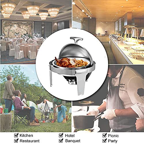 YQZ Rundes Chafing Dish Buffetwärmer-Set, verdickter Edelstahl Kleiner heißer Topf trockener Topf Haushalt Fester… – Bild 7