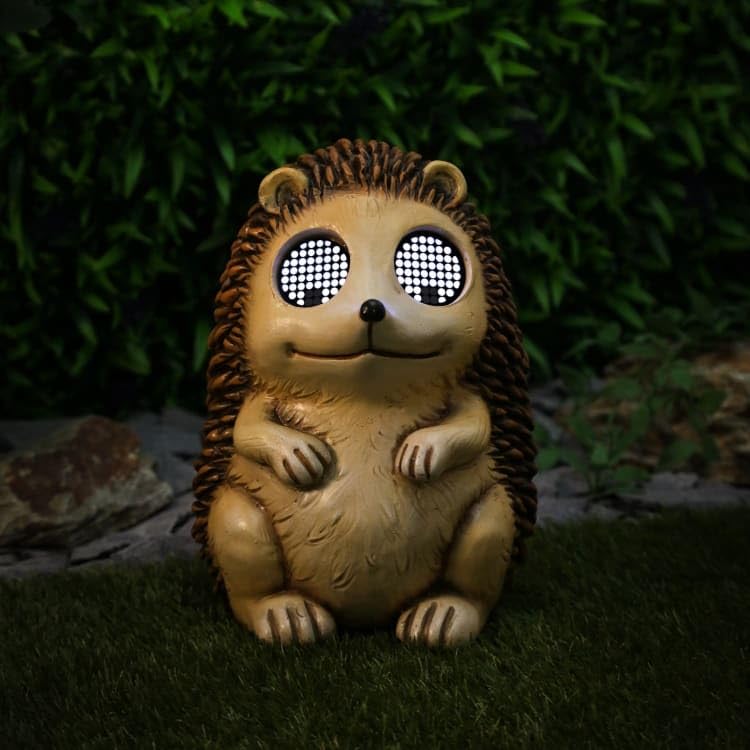 New Stunning Solar Powered Animal Light with Moving Eyes – Outdoor Garden Decoration with Cool White LEDs, Auto-On at Dusk, Includes Rechargeable Battery-A92 (Hedgehog)
