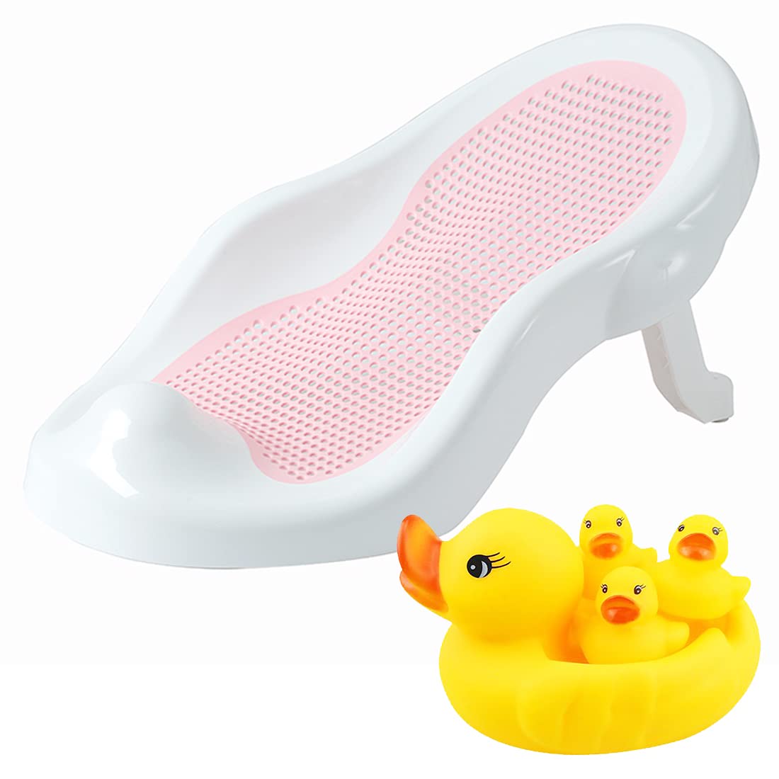 Star Babies - Recline & Rinse Bather With Rubber Duck toy Free (Buy 1 Get 1)-Pink