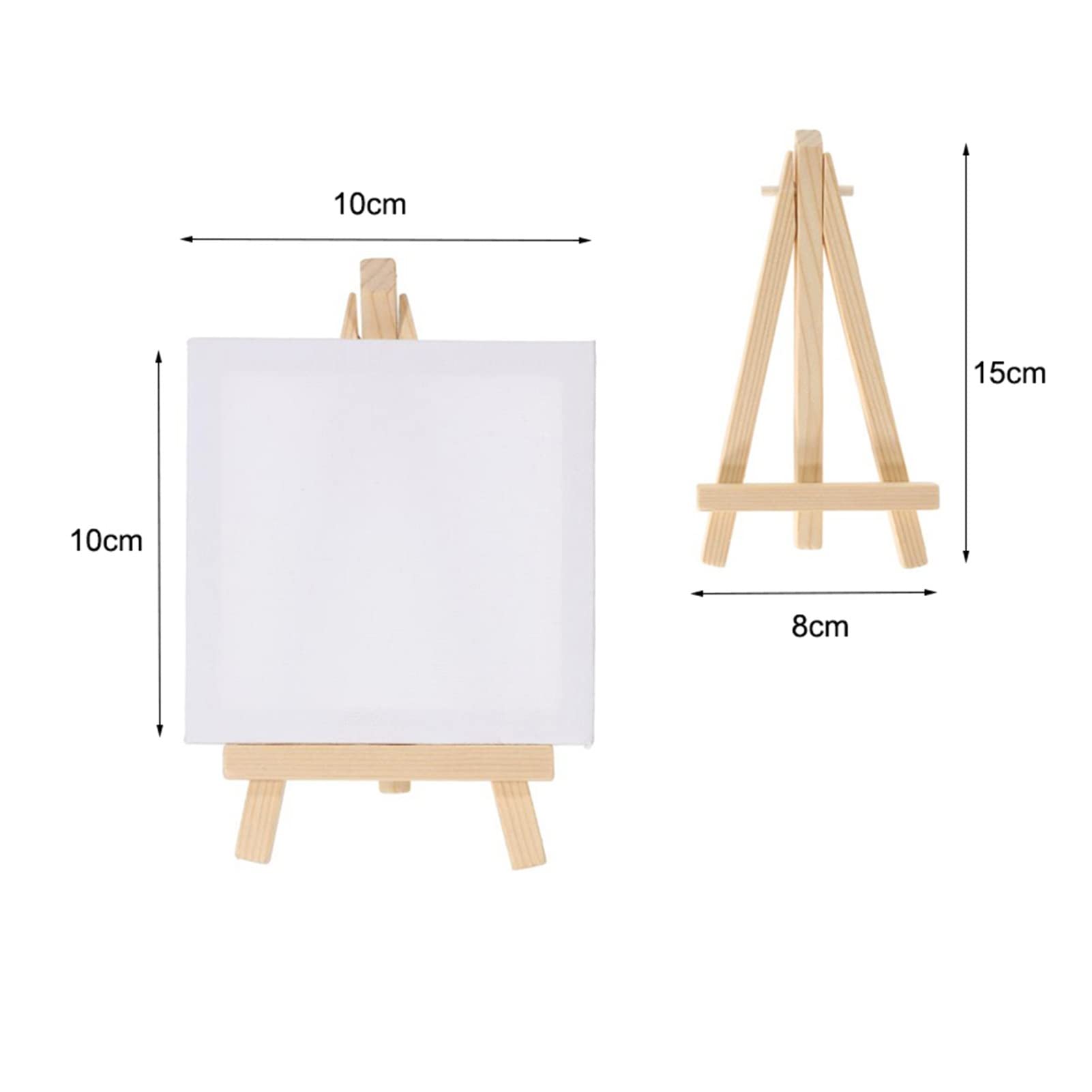 ZZZYW Artistas de 12 Piezas de 5 Pulgadas Mini Caballete +3 Pulgadas x3 Pulgadas Mini Lienzo Pintura de niños Artesanía Bricolaje Dibujo de Caballete de Mesa pequeña (Color : W, tamaño : 10x10cm)