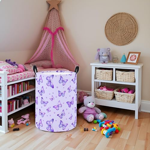 Image of Baby Laundry Hamper Basket Baby Hamper for Nursery Boy and Girl Cute Storage Bin Organizer Boho Room Decor(Butterfly)