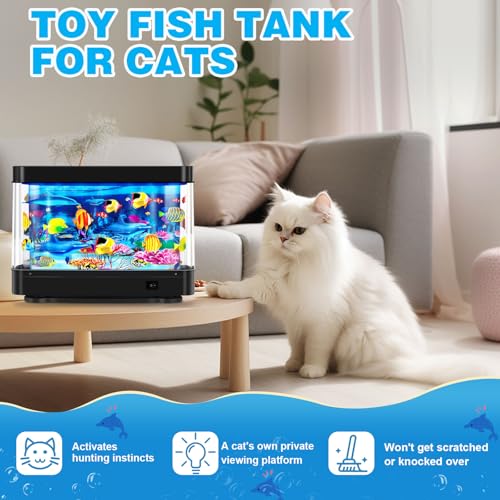 Image of DoubleCare Fake Fish Tank,Virtual Ocean Moving Fish lamp,Fake Aquarium Decor,Realistic Artificial Aquarium Decorations for Bedroom & Office（Black）