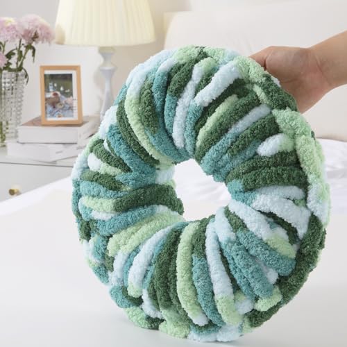 Image of MABOZOO Tie Dye Chunky Yarn for Crocheting & Knitting, 8 Pack - Soft Plush White Fluffy Jumbo Chenille Yarn,Giant Thick Fuzzy Bulky(29 yds, 8 oz Each Skein)