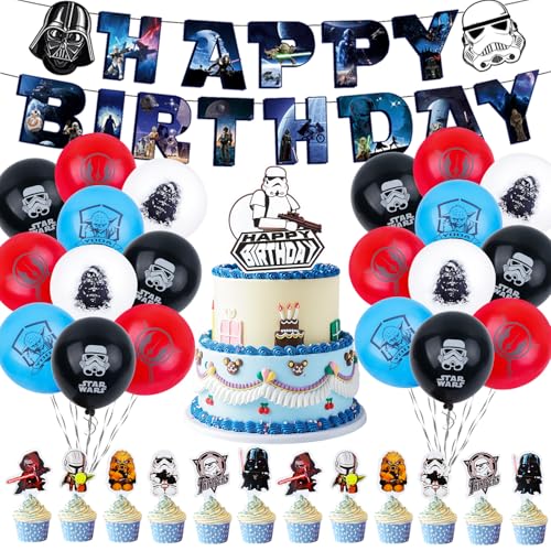 Star Lot de 42 ballons d'anniversaire pour garçon - Décoration d'anniversaire pour garçon - Kit de décoration à thème - Kit de décoration d'anniversaire...