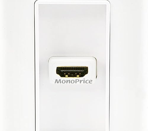 Miniatura 4 de Monoprice 107330 - Placa de pared de 2 piezas con cable HDMI de alta velocidad flexible integrado de 4 pulgadas con Ethernet, puerto único, color