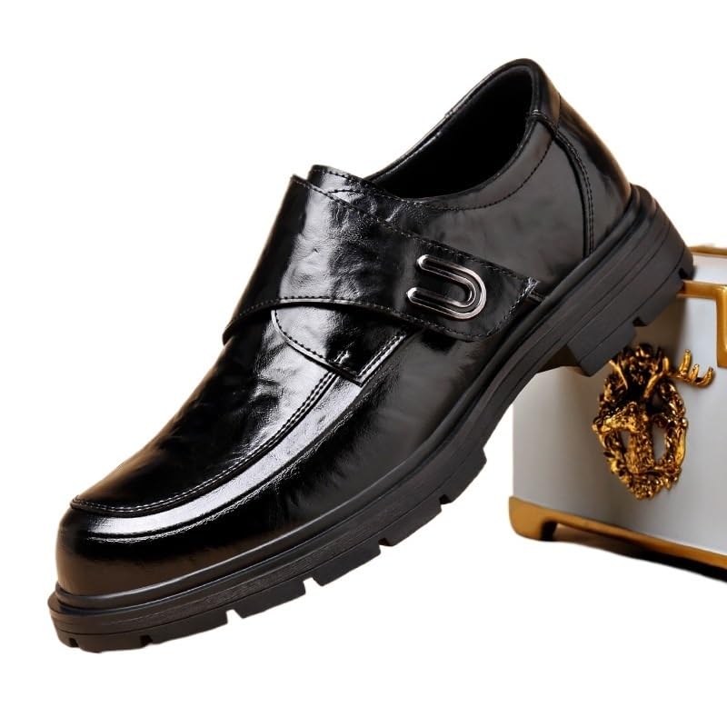 Men's Stylish Soft Sole Breathable Slip On Dress Shoes Black Chunky Sole Oxfords Business Casual Loafer Comfortable2