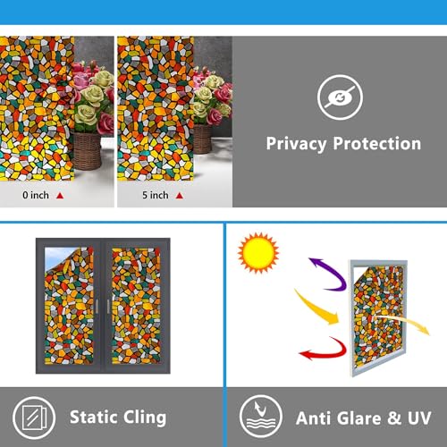 Image of WOO Home Frosted Glass Window Film & Stickers (12 X 48 INCH) Privacy Window Cover for Home & Office - Easy Apply, UV Protection, Removable Decorative Film (Colour 3D Stone Film | 1 X 4 SQFT)