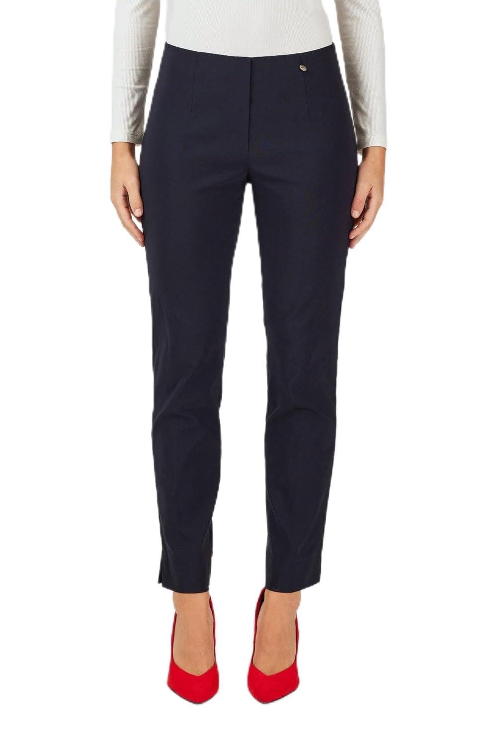 Robell Style Marie - Kurzgröße - Stoffhose Damen high Waist - Damenhose Power Stretch - Bengaline Stoff Hose mit Schlitz am Saum - Bitte eine Größe Kleiner bestellen