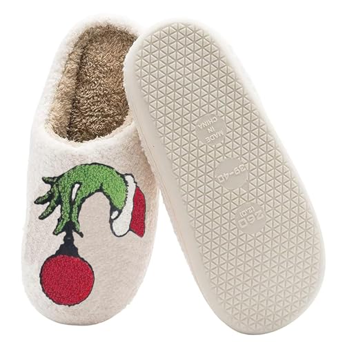 Women Men Cute Cartoon Christmas Slippers Winter Plush Funny Slippers Comfy Warm Furry House Shoes3