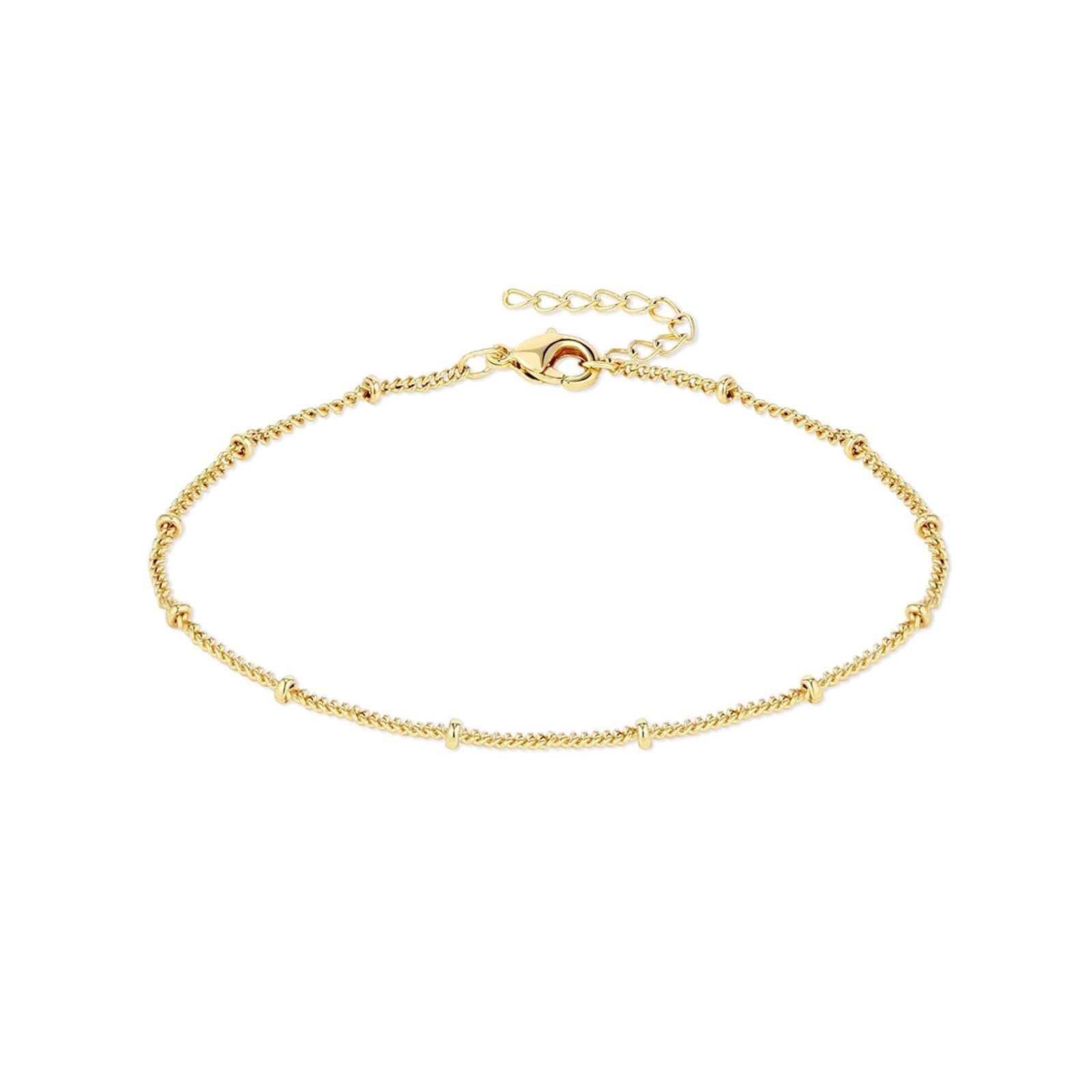 Womens Dainty Gold Chain Bracelet,Simple Layered Chain Bracelets,Beaded Turquoise Bracelet,Charm Crystal Bar,Heart,Karma,Triangle,Pearl Bracelets for Women