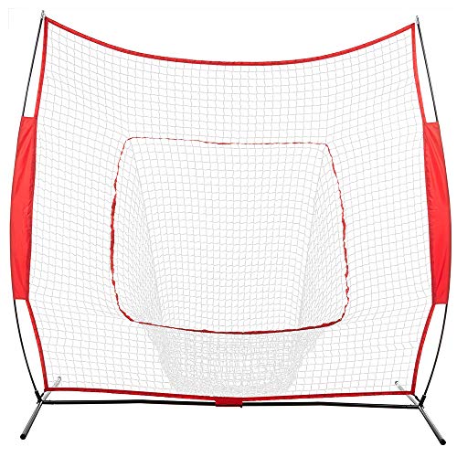 SHENGSHI 7ft x 7ft Baseball & Softball Practice Net for Hitting & Pitching Practice with Bow Frame, Collapsible and Portable, Great for All Skill Levels