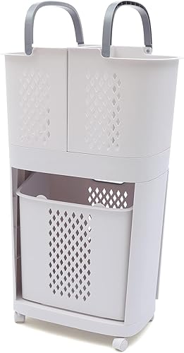 Miniatura 5 de Cesta organizadora de ropa sucia, estante de almacenamiento con marco y cestas, unidad de cajones de almacenamiento, cesta de toalla de lavandería,