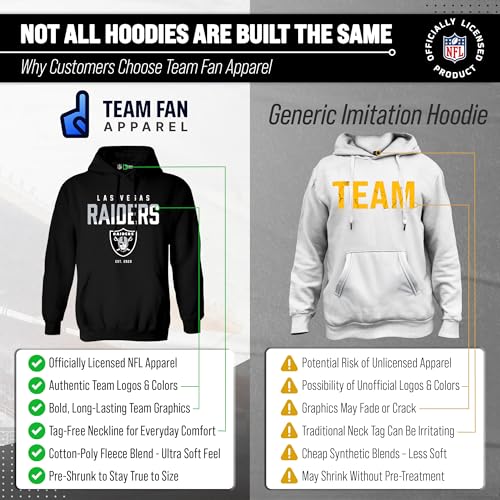 Team Fan Apparel Adult NFL Diagonal Fade Fleece Hooded Sweatshirt - Unisex Tagless - Officially Licensed Football Pullover (Las Vegas Raiders - Black, Large) - Image 2